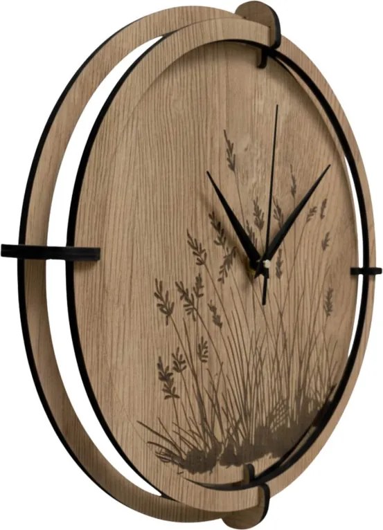 Drevené nástenné hodiny – motív lúčnych tráv | Tichý chod | SENTOP HDF0587-DUB-HALIFAX