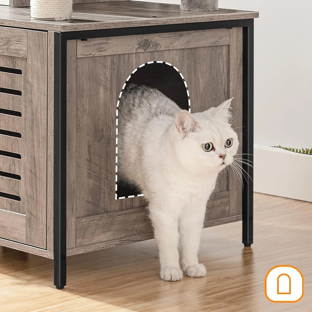 Škrabadlo pro kočky Vasagle Selly 132 cm s toaletou šedé