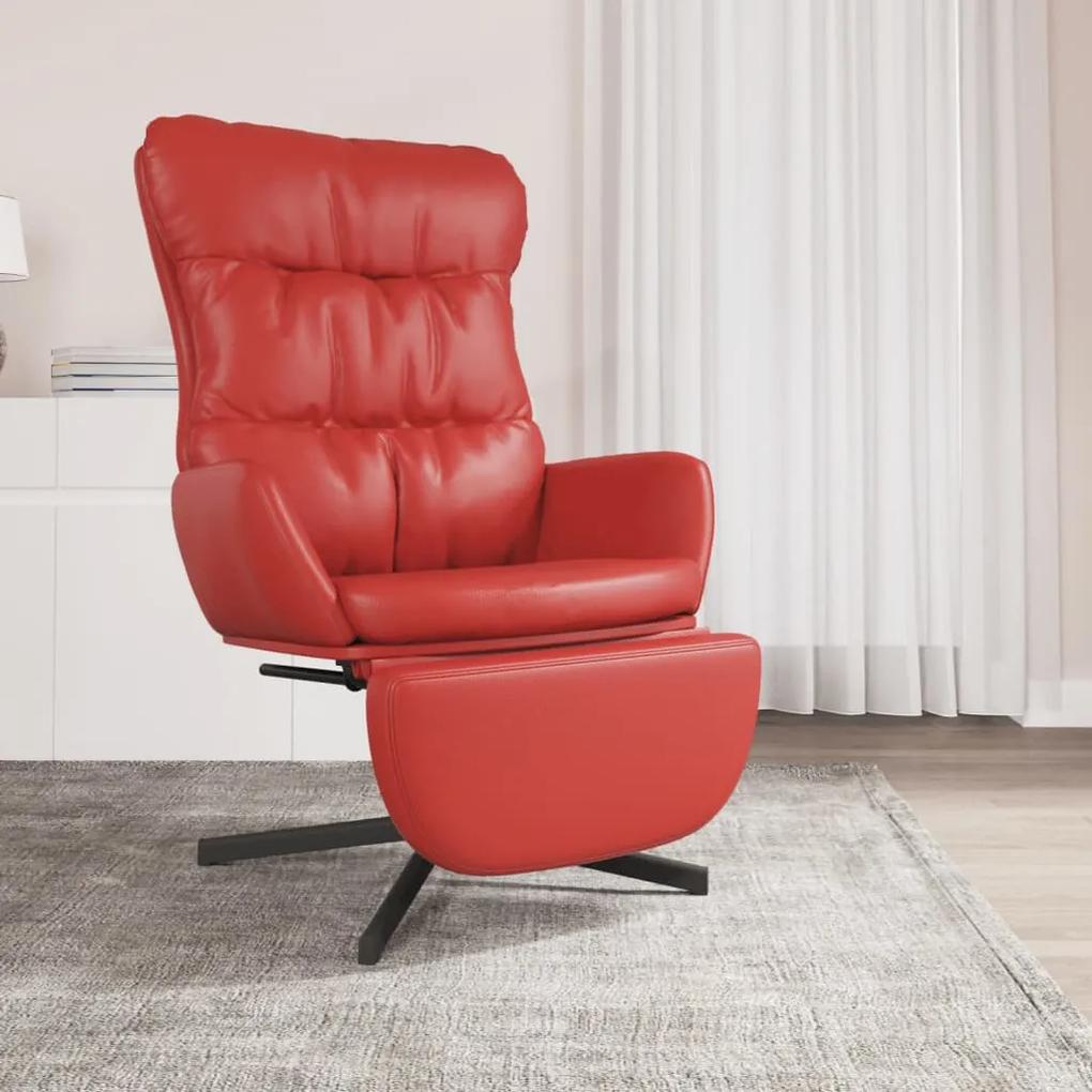 Relaxačná stolička s podnožkou vínovo-červená umelá koža