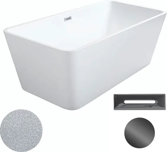 Besco Akrylátová voľne stojaca vaňa Evita Glam S 160x80 BESCO-Typ výpuste: Click-Clack s prepadom, grafit, BESCO-Rozmery: 160x80, BESCO-Farba: Biela/…