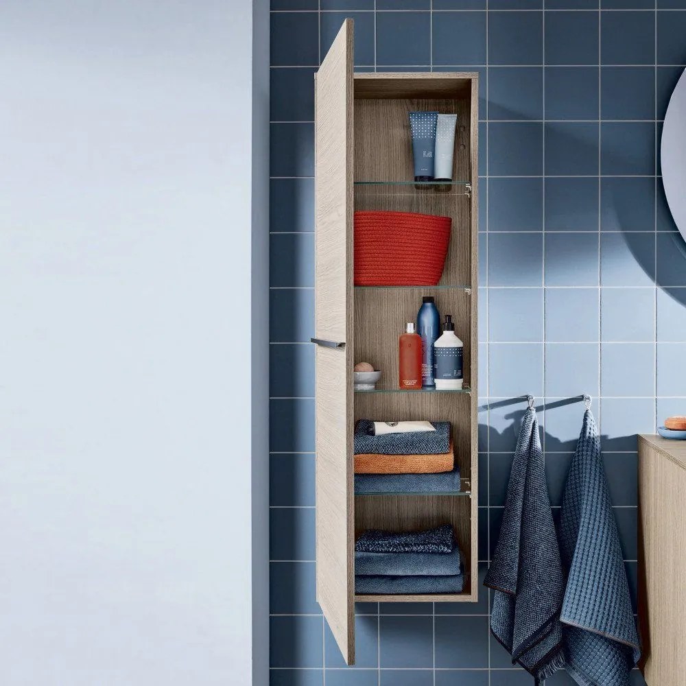 DURAVIT D-Neo závesná polovysoká skrinka, 1 dvierka, pánty vľavo, 400 x 240 x 1320 mm, betón šedá matná, DE1318L0707