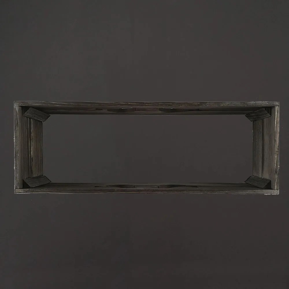 AMADEA Drevený obal na kvetináč tmavý s vtáčikmi, 62x21,5x17cm, český výrobok