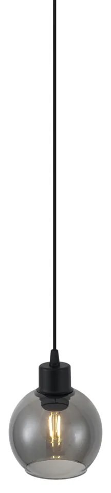 Moderné závesné svietidlo čierne s dymovým sklom pre 1-fázový koľajnicový systém - Iconic Lava