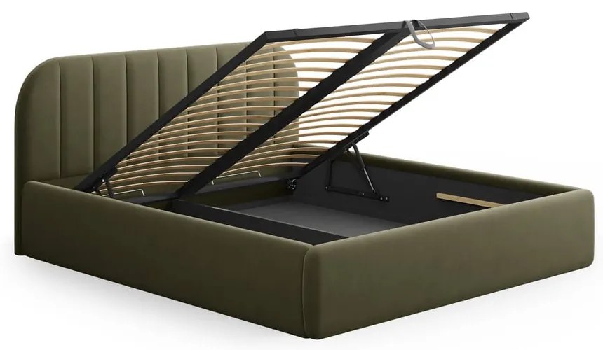 Zelená čalúnená dvojlôžková posteľ s úložným priestorom s roštom 180x200 cm Juno – Windsor &amp; Co Sofas