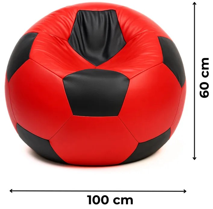 Sedací vak futbalová lopta červenočierna EMI