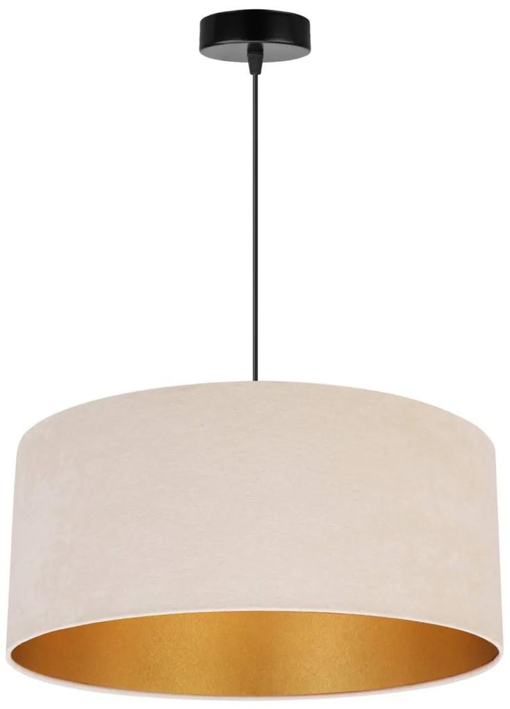 Závesné svietidlo MEDIOLAN, 1x svetlobéžové/zlaté textilné tienidlo, (výber z 2 farieb konštrukcie), (fi 44cm)