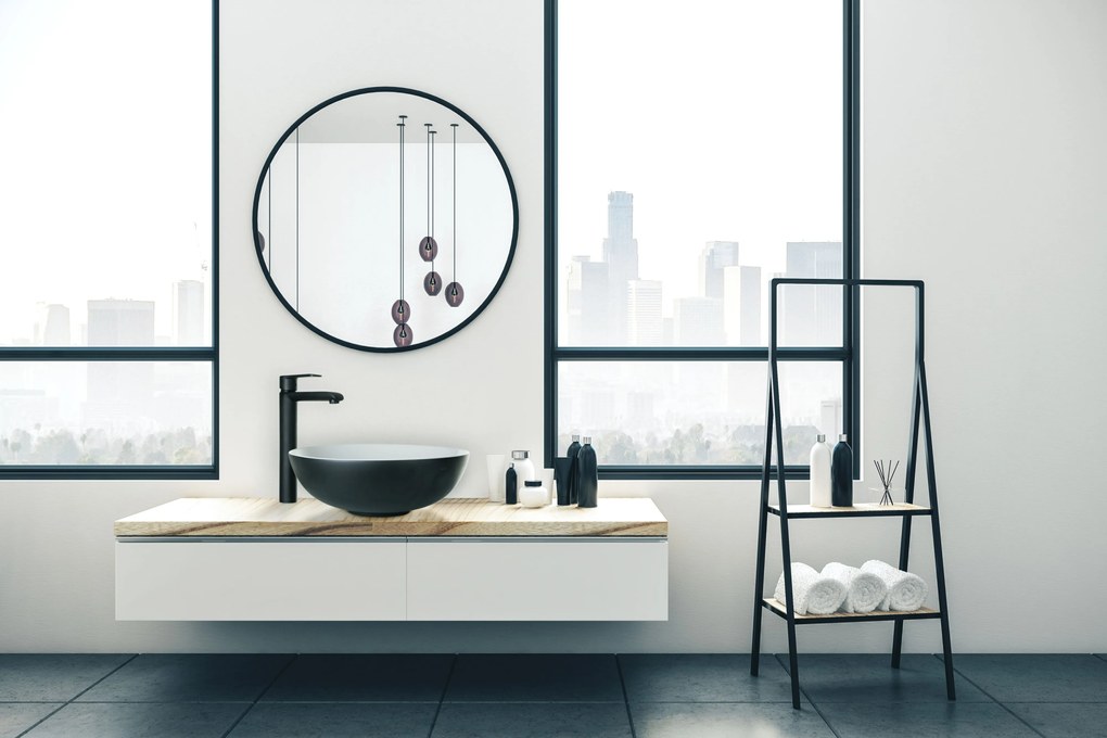 Invena Dokos, umývadlo na dosku 395x395x135 mm, čierna-biela, INV-CE-19-041-C