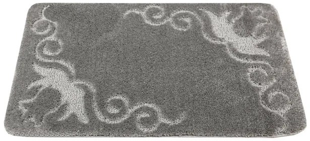 Kúpeľňový koberček Marika sivý, kvety