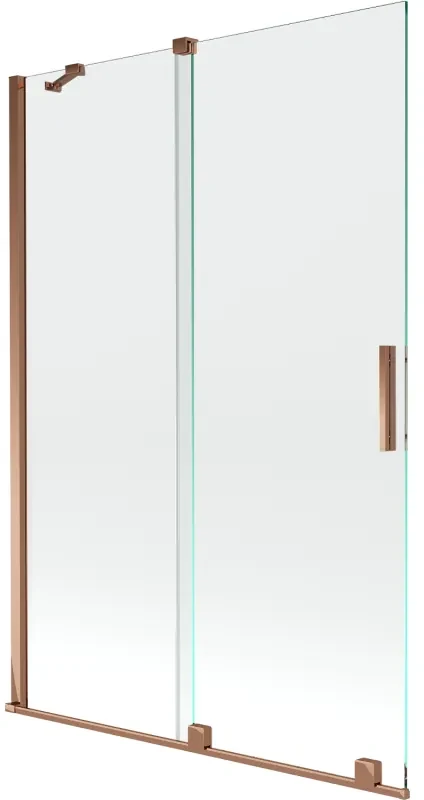 Mexen Velar, 2-krídlová posuvná vaňová zástena 120 x 150 cm, 8mm číre sklo, ružové zlato, 896-120-000-01-60