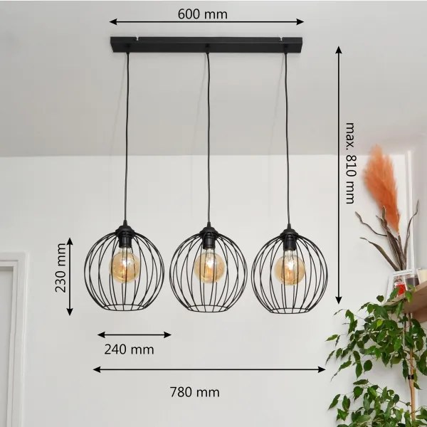 LED Luster na lanku MERCURE 3xE27/15W/230V