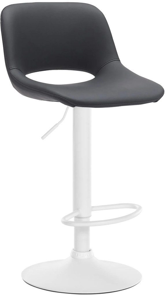 Barová stolička Camden - koženka, biely rám - Čierna