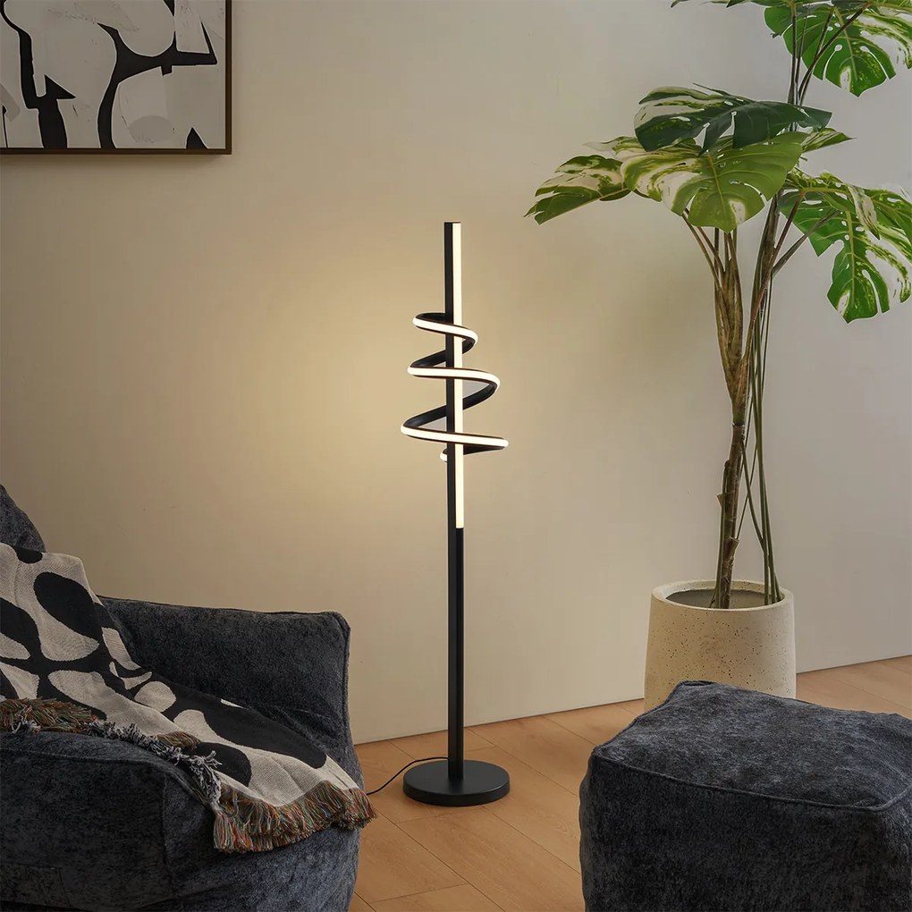 Dizajnová stojaca lampa čierna vrátane stmievateľnej LED a 3-cestného vypínača - Rolla