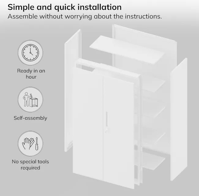 Modulárna kovová multifunkčná skriňa so zásuvkou biela MEGAN 1850 x 900 x 400 mm