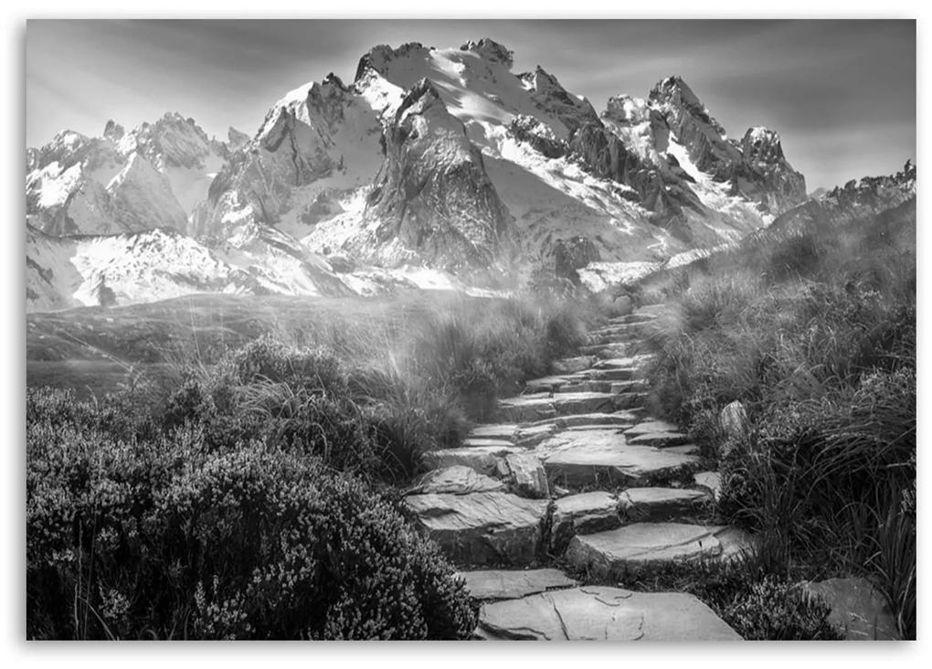 Gario Obraz na plátne Kamenná cesta na vrchol - čiernobiely Rozmery: 60 x 40 cm
