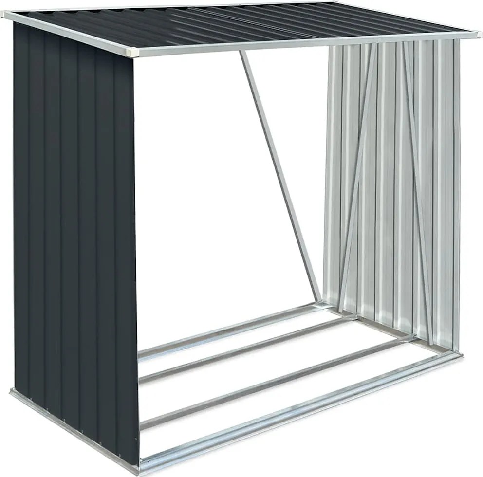 vidaXL Záhradná kôlňa na drevo antracitová 163x83x154 cm galvanizovaná oceľ