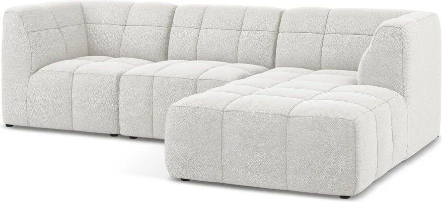 Biela rohová pohovka z textílie buklé (pravý roh/s leňoškou) Aloha – Makamii