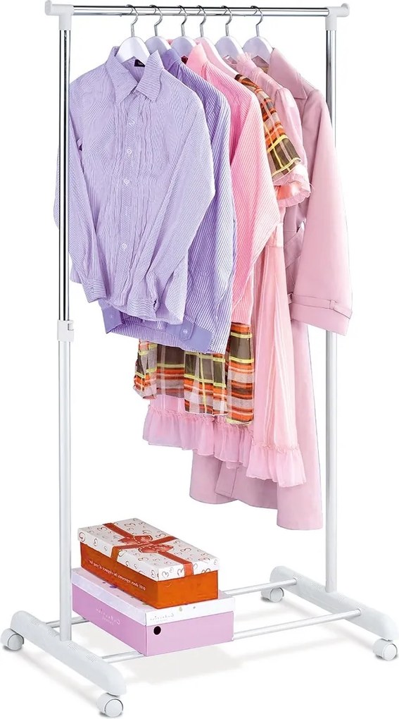 Stojan na šaty ABD-1209 WT chróm / biela, 83 x 164 cm