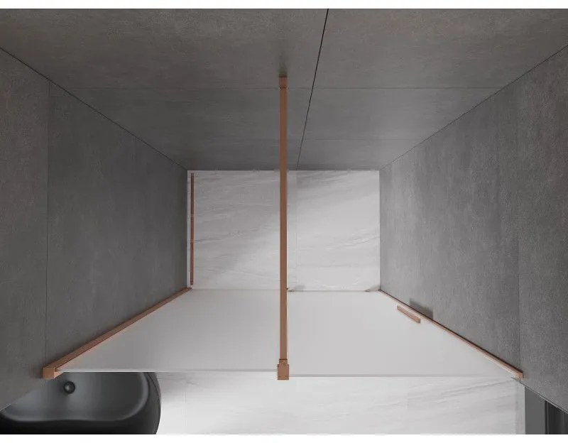 Mexen Velar, posuvné sprchové dvere do otvoru 140 cm, 8mm sklo námraza, medená matná, 871-140-000-31-65