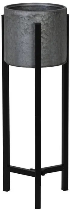 Zinkový kvetináč na čiernych nôžkach Baksi - Ø 18*57cm