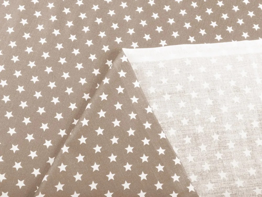 Biante Detský bavlnený záves Sandra SA-349 Biele hviezdičky na svetlo hnedom 130x160 cm