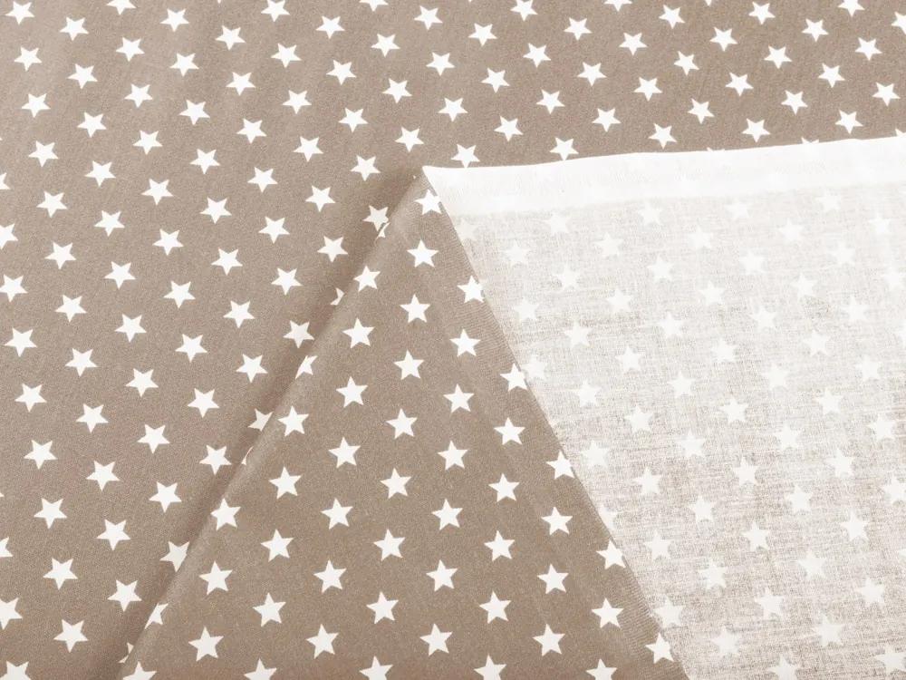 Biante Detský bavlnený záves Sandra SA-349 Biele hviezdičky na svetlo hnedom 130x230 cm