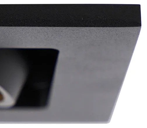 Sada 6 zapustených bodových svetiel čierna obdĺžniková 2-svetelná - Qure