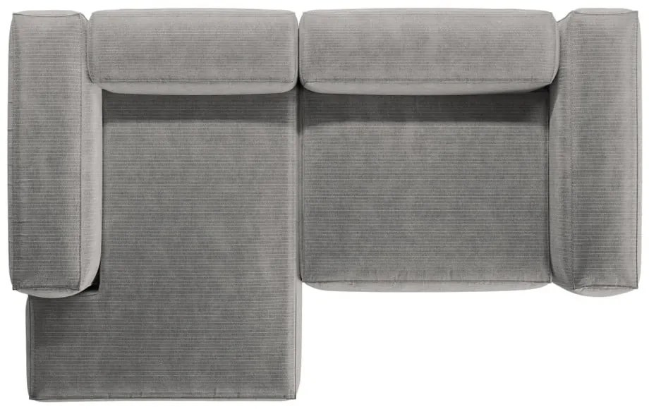 Svetlosivá menčestrová rohová pohovka (ľavý roh/s leňoškou) Bergamo – Cosmopolitan Design