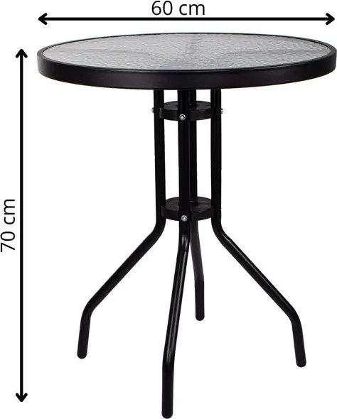 Kovová záhradná súprava Springos – 2 stoličky a stôl so sklenenou doskou