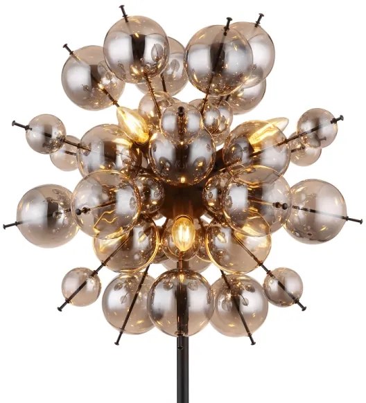 Globo 15633SS - Stojacia lampa UDO 6xE14/25W/230V čierna/dymová