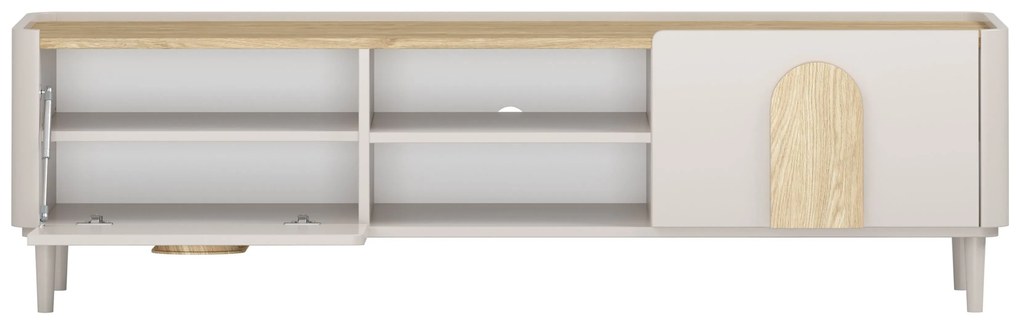 TV stolík Amilio 170 cm so zásuvkou - kašmír / olejovaný dub / úchytky svetlý dub