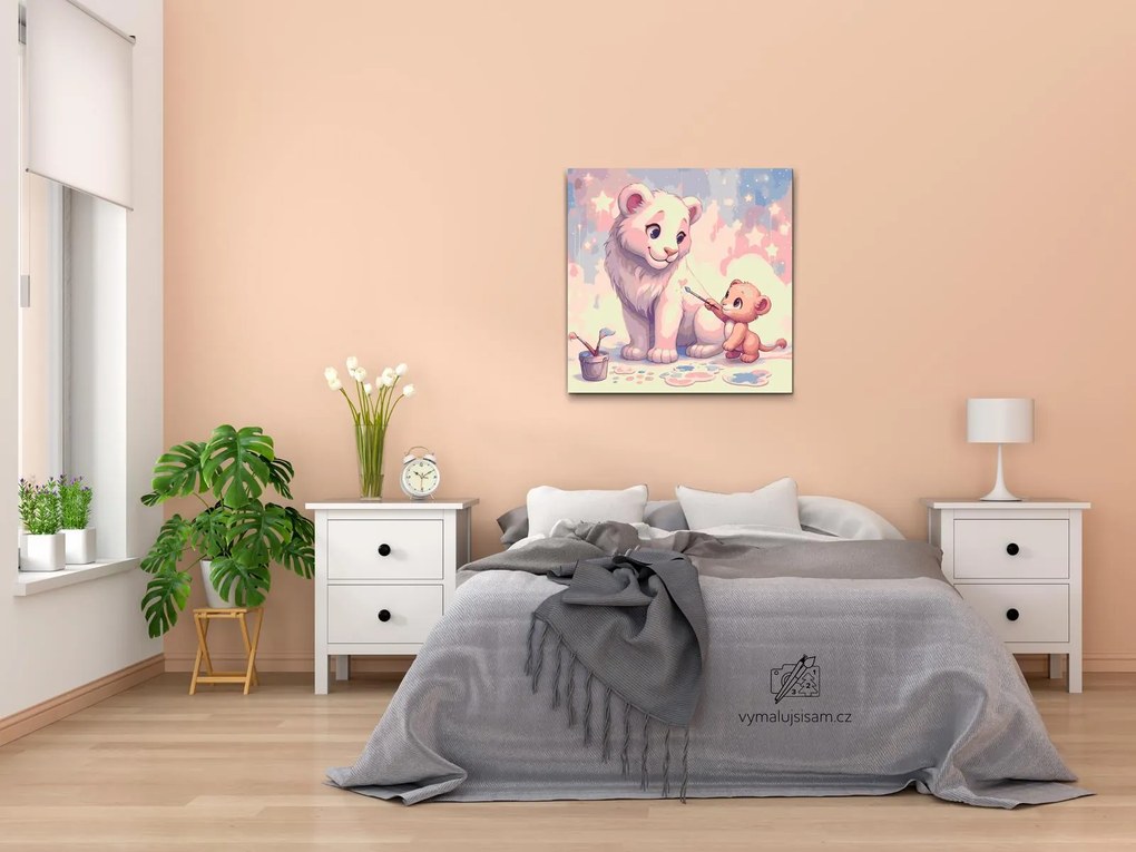 Gario Maľovanie podľa čísel Maľovanie v oblakoch levy Rozmery: 80 x 80 cm, Rámovanie: S vnútorným rámom