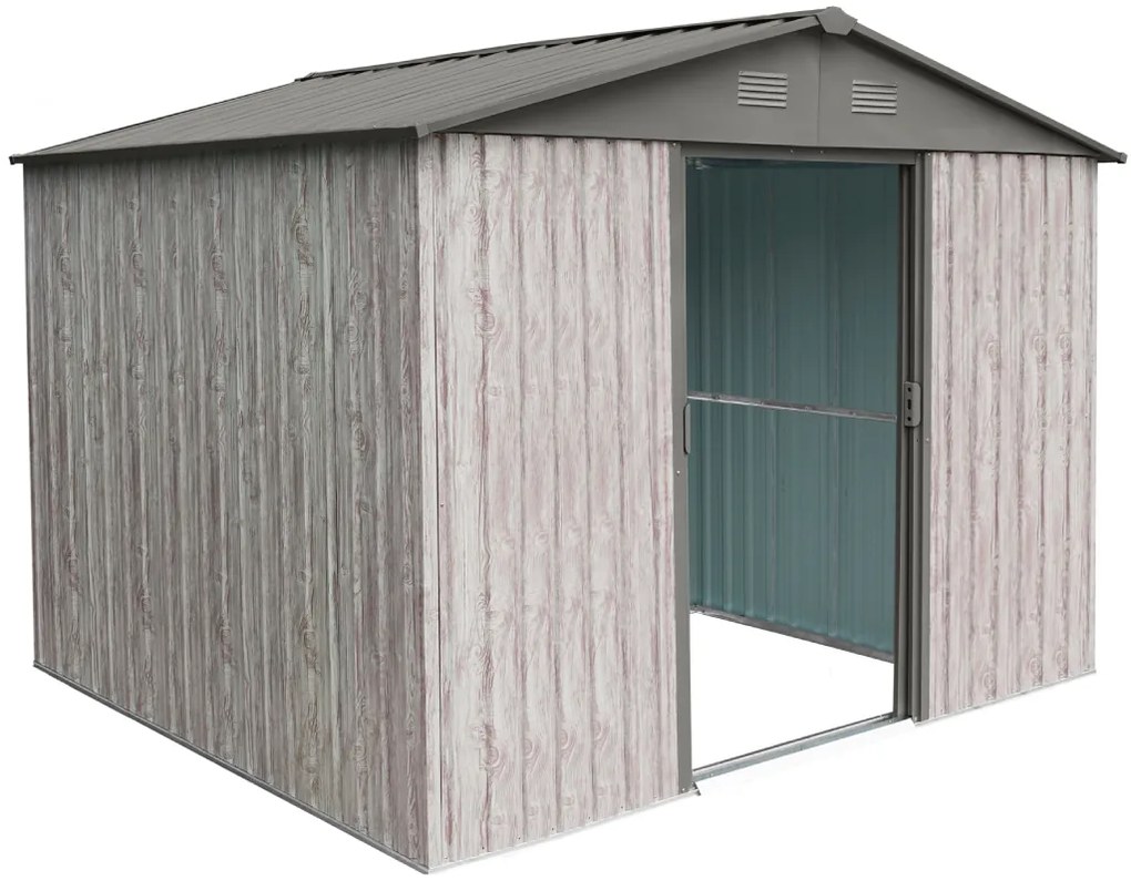 Záhradný domček BestBerg ZDB-7SD / 7,2 m² / 301 x 238 x 214 cm / biele drevo / sivá
