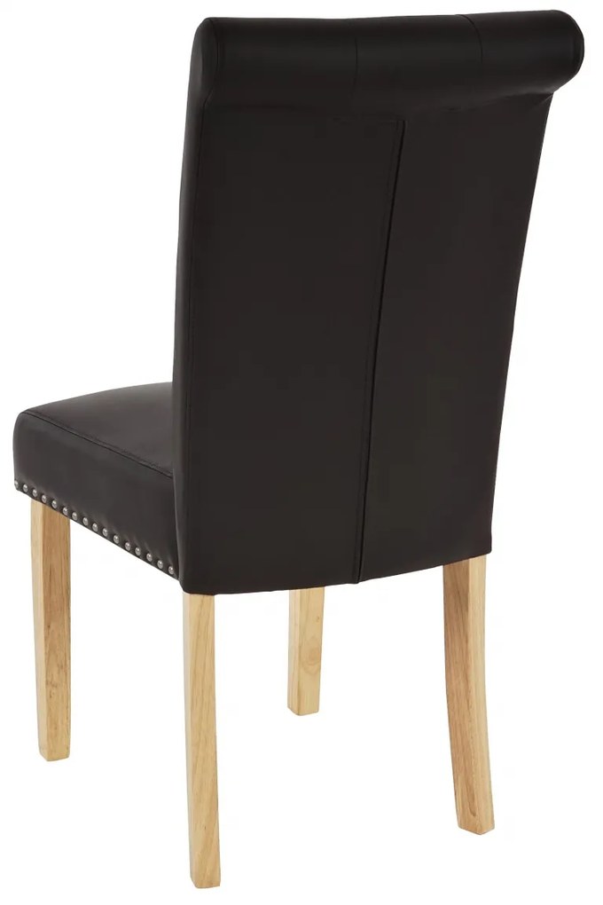 2x Jedálenská stolička Chesterfield 2 - koženka, svetlé nohy - Hnedá