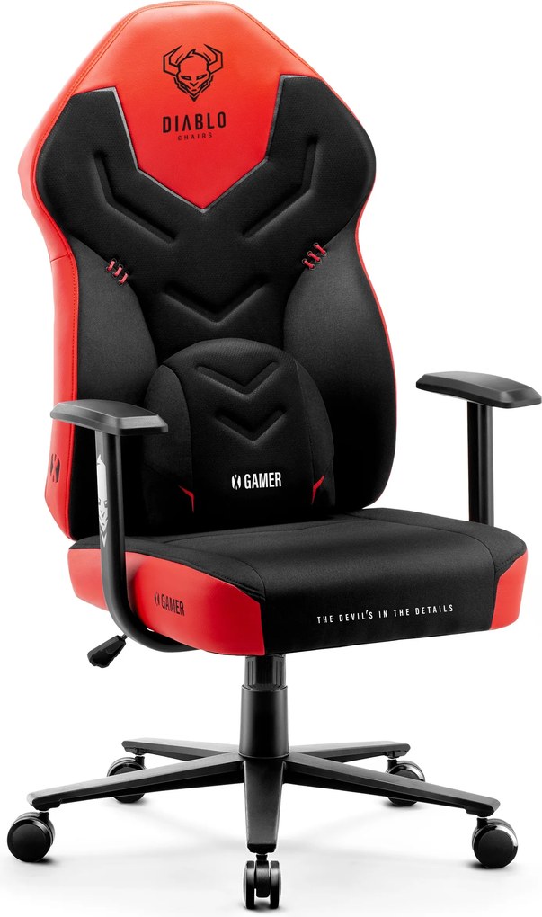 Herné kreslo z eko-kože Normal Size, červený-čierny: Diablo X-Gamer 2.0 Deep Red