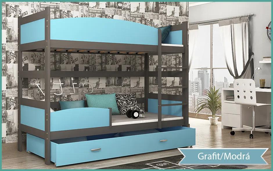 GL Swing 2 Grafit MDF poschodová posteľ s boxom 184x80 Farba: Modrá