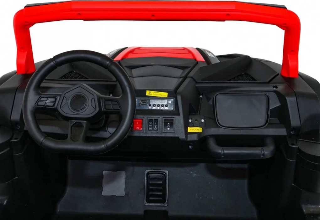 Ramiz ATV Závodná bugina pre 2 deti Červená + pohon 4x4 + diaľkové ovládanie + pomalý štart + MP3 LED