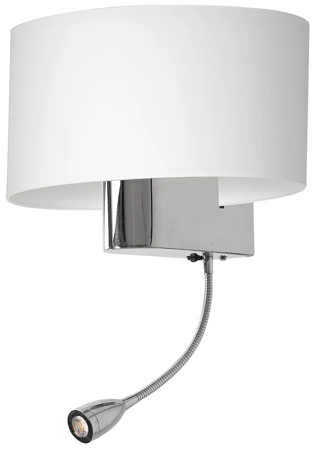 Nástenné svietidlo Casino, biele textilné tienidlo + 1xLED 1w, ch