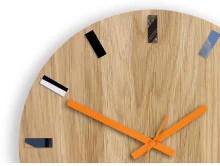Sammer Moderné dubové hodiny SIMPLE - čierna/oranžová  33cm SimpleWoodBlackOrange