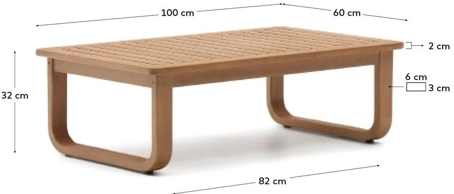 Konferenčný stolík z eukalyptového dreva v prírodnej farbe 60x100 cm Sacaleta – Kave Home