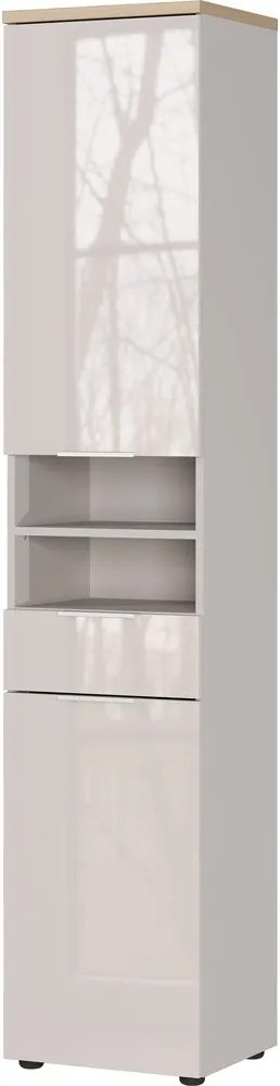 Krémová lesklá vysoká/úzka kúpeľňová skrinka 39x190 cm Tavira – Germania