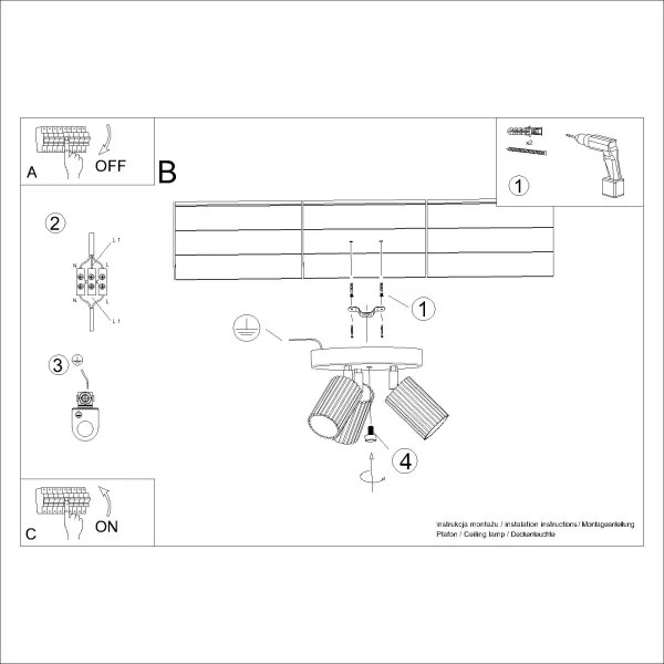 Sollux SL.1563 - Bodové svietidlo KARBON 3xGU10/10W/230V zlatá