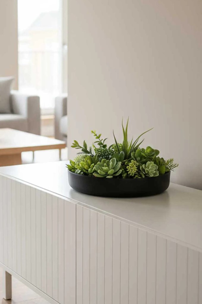 Dekoračná miska ORYVEN, sklolaminát, priemer 30 cm, antracit