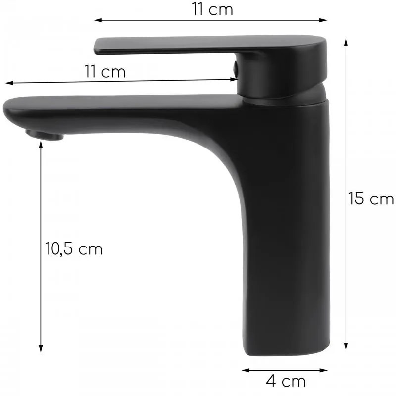 Erga Remi, umývadlová batéria h-150, čierna matná, ERG-YKA-BU.REMI24-BLK