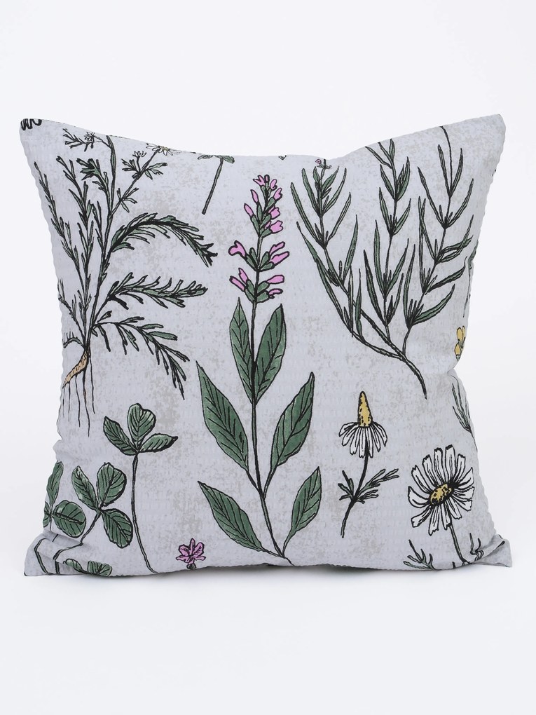 Krepová obliečka na vankúš Renforcé 40 × 40 cm - Herbár sivá