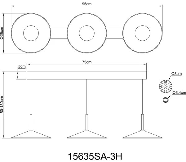 Globo 15635SA-3H - Závesný LED luster na lanku LAMPONE LED/24W/230V 4000K béžový