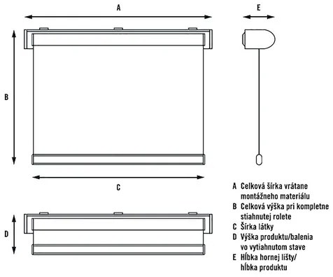 Roleta s postranným upevnením bez vŕtania uni krémová 90x210 cm vr. univerzálnych nosníkov