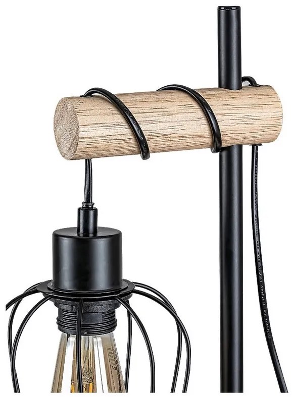 Rabalux Stojacie svietidlo FABIANO 2x40W | E27 - čierna, svetlé drevo