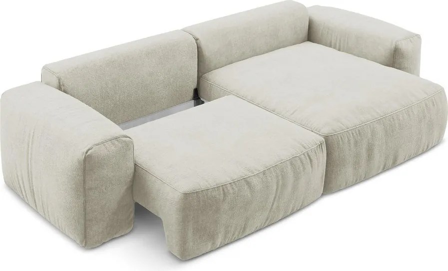 Béžová ženilková rozkladacia rohová pohovka (pravý roh/s leňoškou) Kuki – Makamii