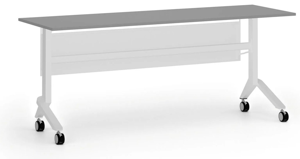 Mobilný stôl PRIMO MOVE, 180x60 cm, biela podnož, grafit
