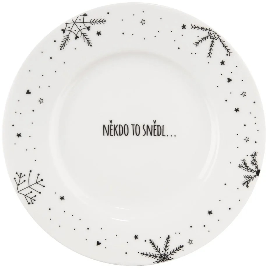 Biely servírovací porcelánový tanier s vianočným motívom ø 20 cm – Dakls